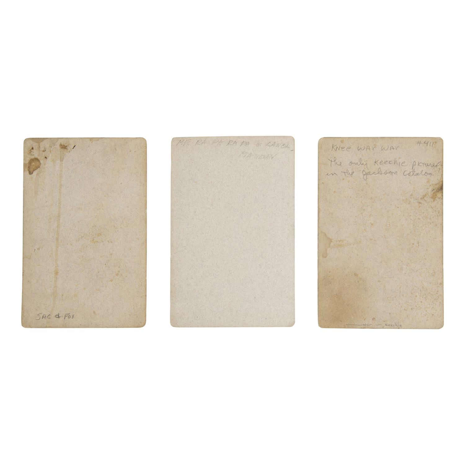 [Native Americana]. A group of 3 cabinet cards of Native American subjects by Bell, Gardner, and Jackson.