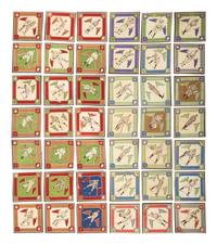 A Large Group of Over 100 1914 B18 Baseball Blanket Squares Including Multiple Hall of Famers,