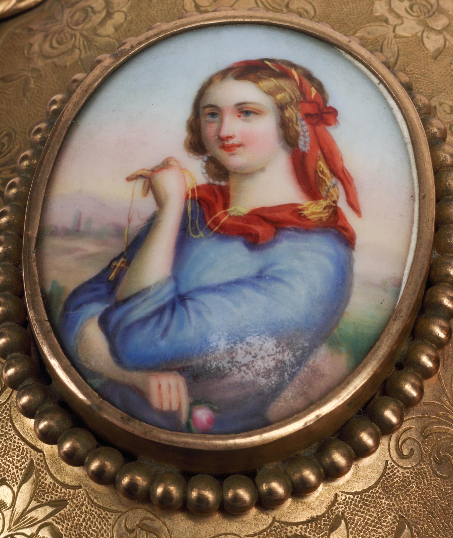 A French Gilt Bronze and Porcelain Portrait Plaque-Inset Box