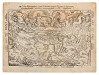 APIANUS. Charta Cosmographica, cum Ventorum... Antwerp, circa 1553. Block 2 (of 3) with border text in Latin and Dutch.