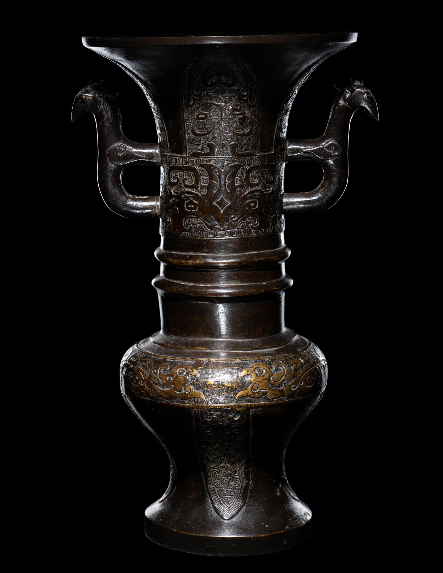 Two Japanese Bronze Vases