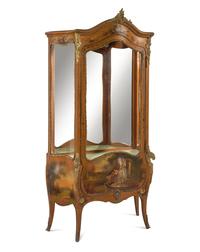A Louis XV Style Gilt Metal Mounted Painted Vitrine