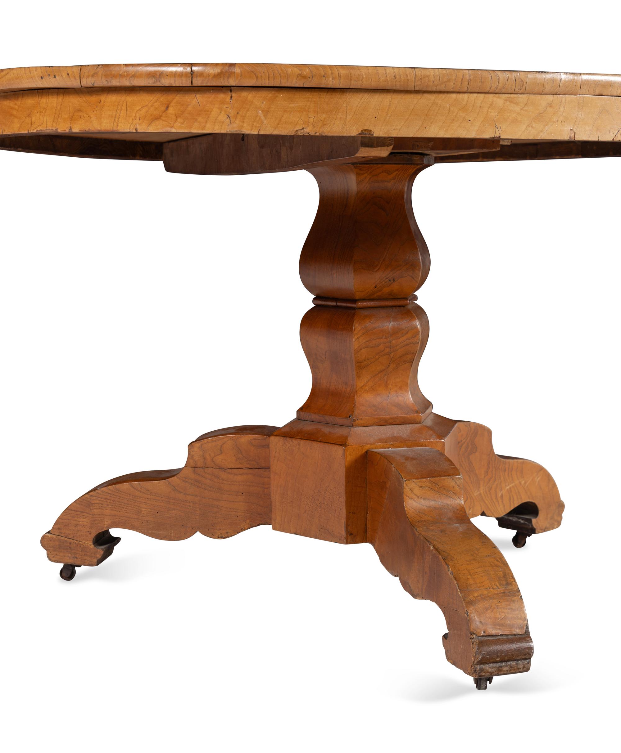 A Biedermeier Figured Birch Center Table