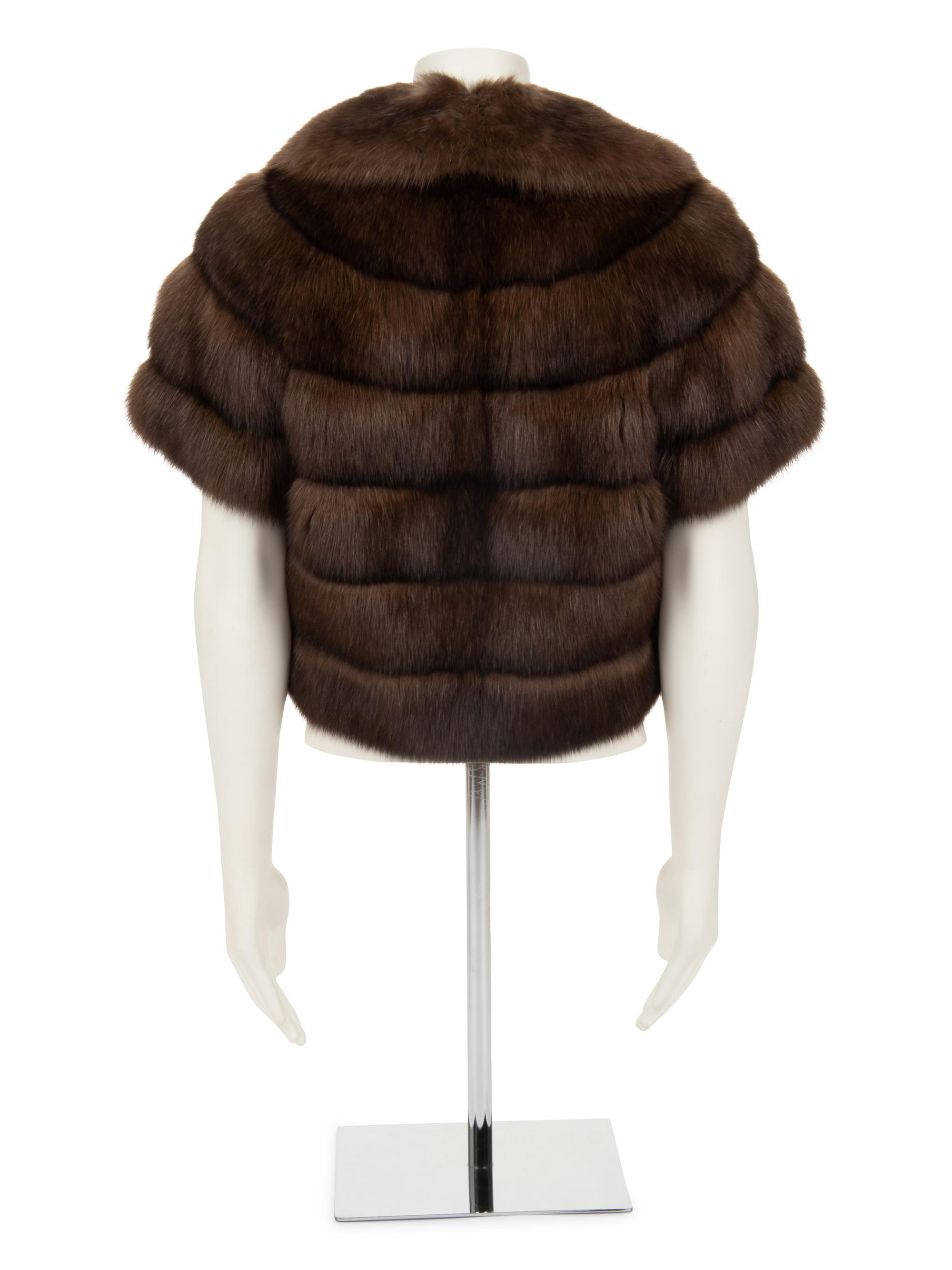 J. Mendel Natural Barguzine Sable Short Sleeve Jacket