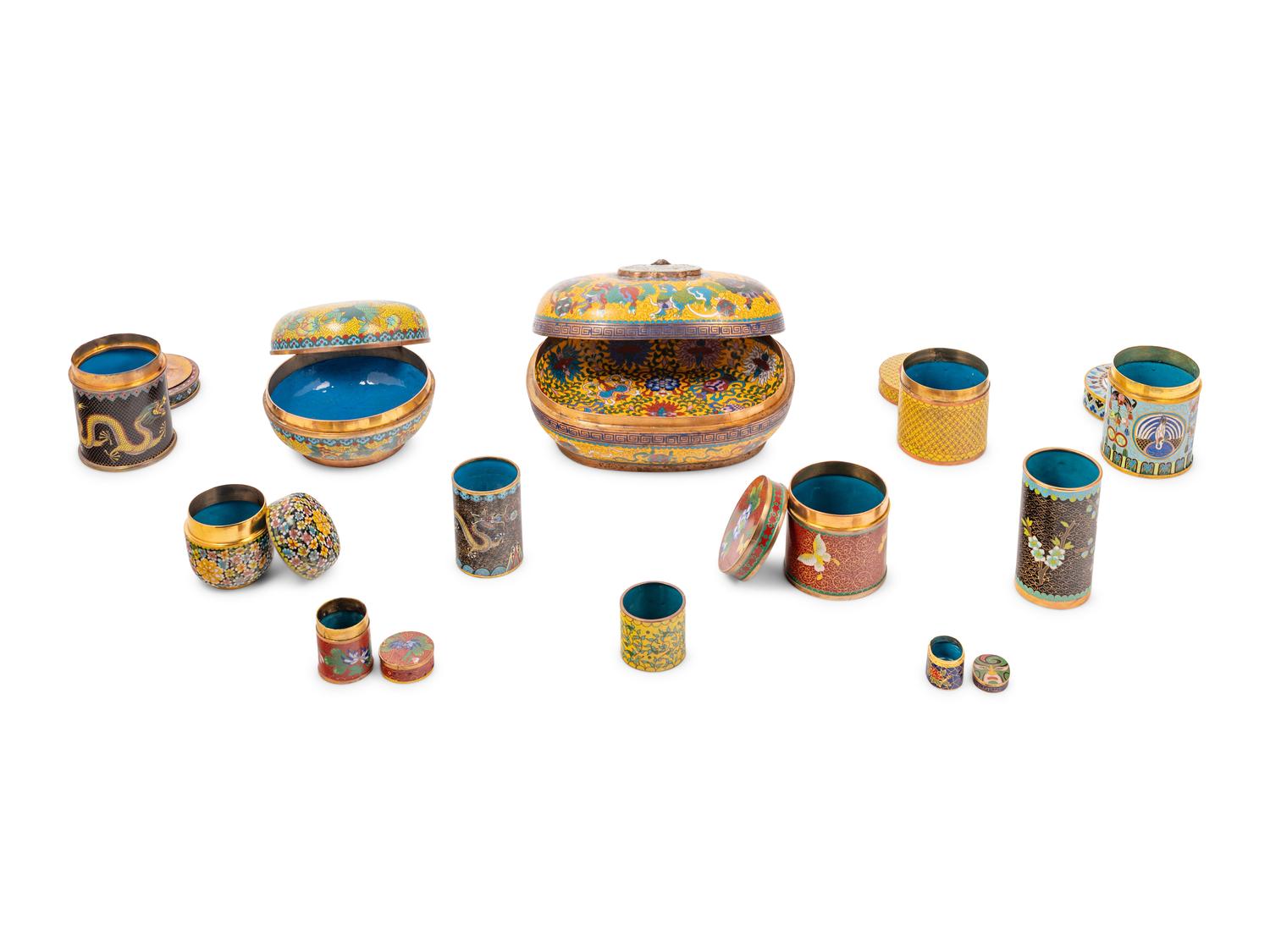 12 Chinese Cloisonné Enamel Circular Vessels