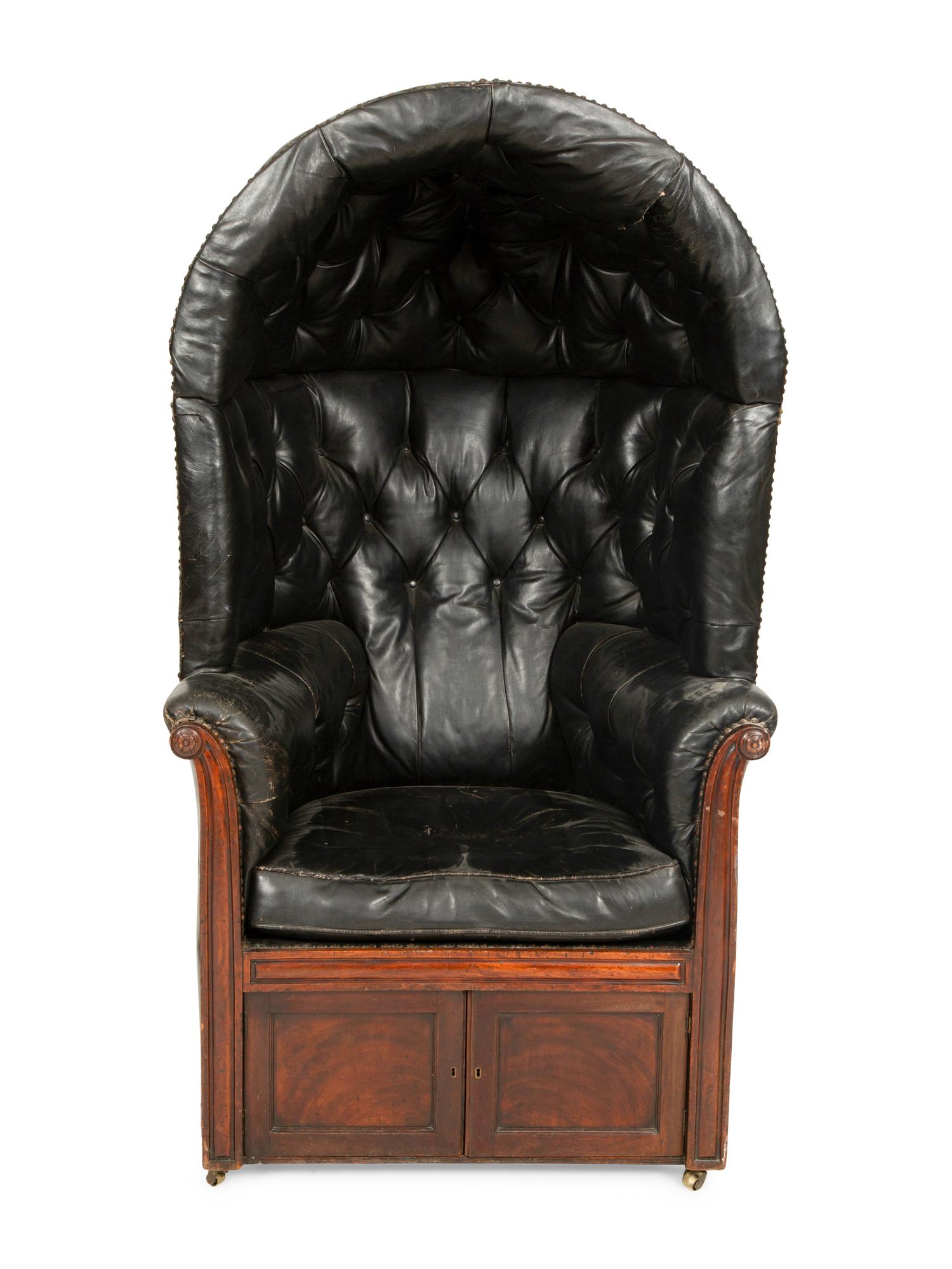A George III Leather Porter Chair