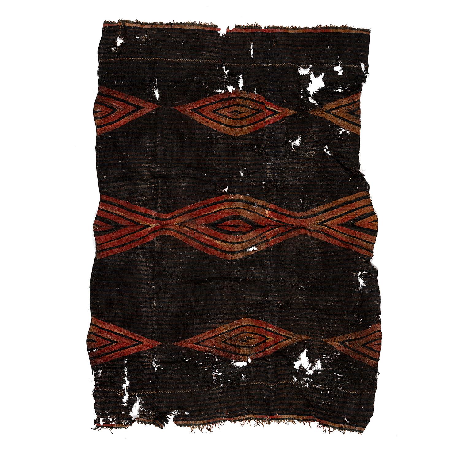Remnant of Navajo Moki-Style Wedge Weave Blanket / Rug