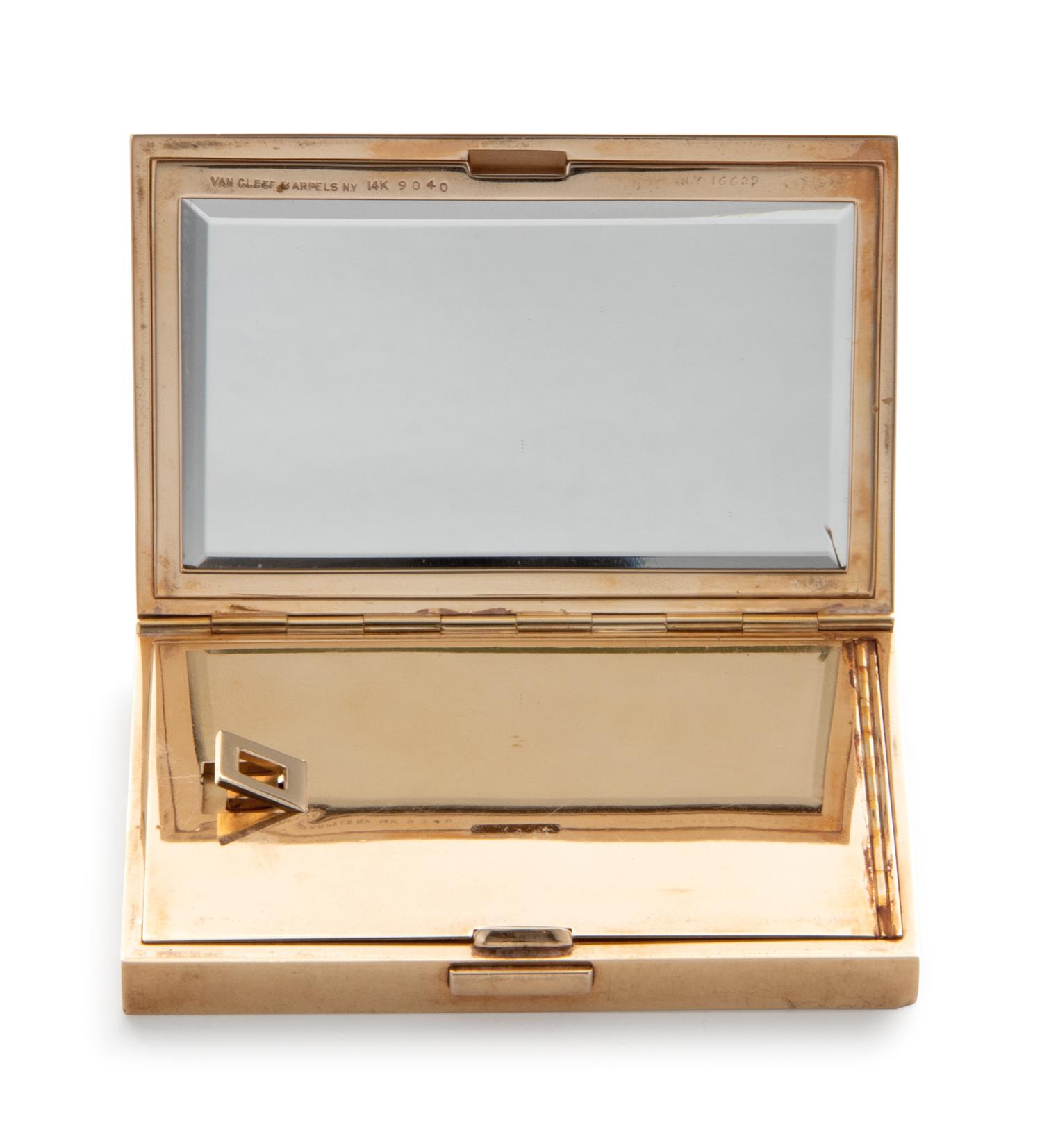 A French 14-Karat Gold, Diamond and Sapphire Compact