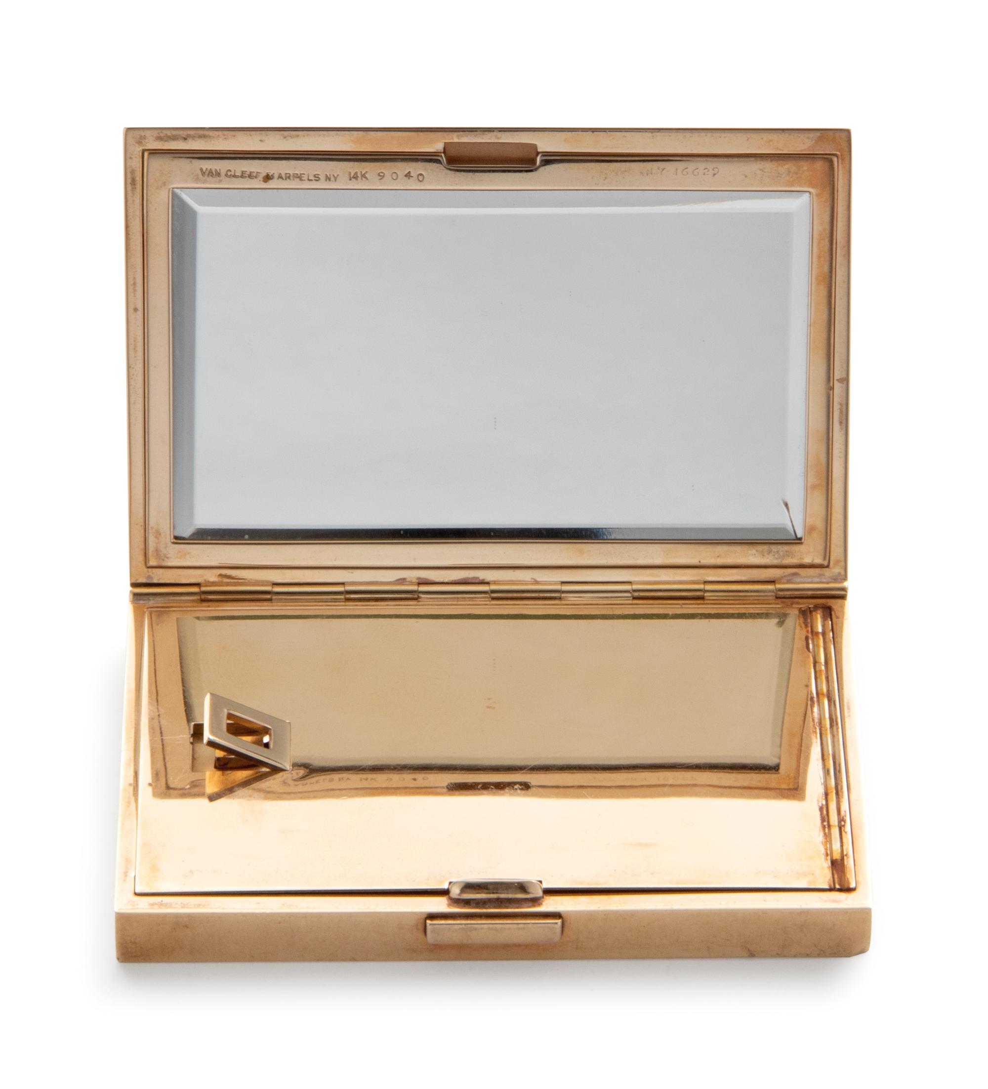A French 14-Karat Gold, Diamond and Sapphire Compact