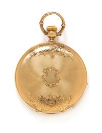 An 18 Karat Yellow Gold Hunter Case Pocket Watch, Ulysse Bourquin, 31.00 dwts.