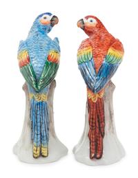 A Pair of German Porcelain Parrot Figures