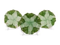 A Set of Twelve Mustard & Moonshine Lettuceware Plates — 20TH CENTURY