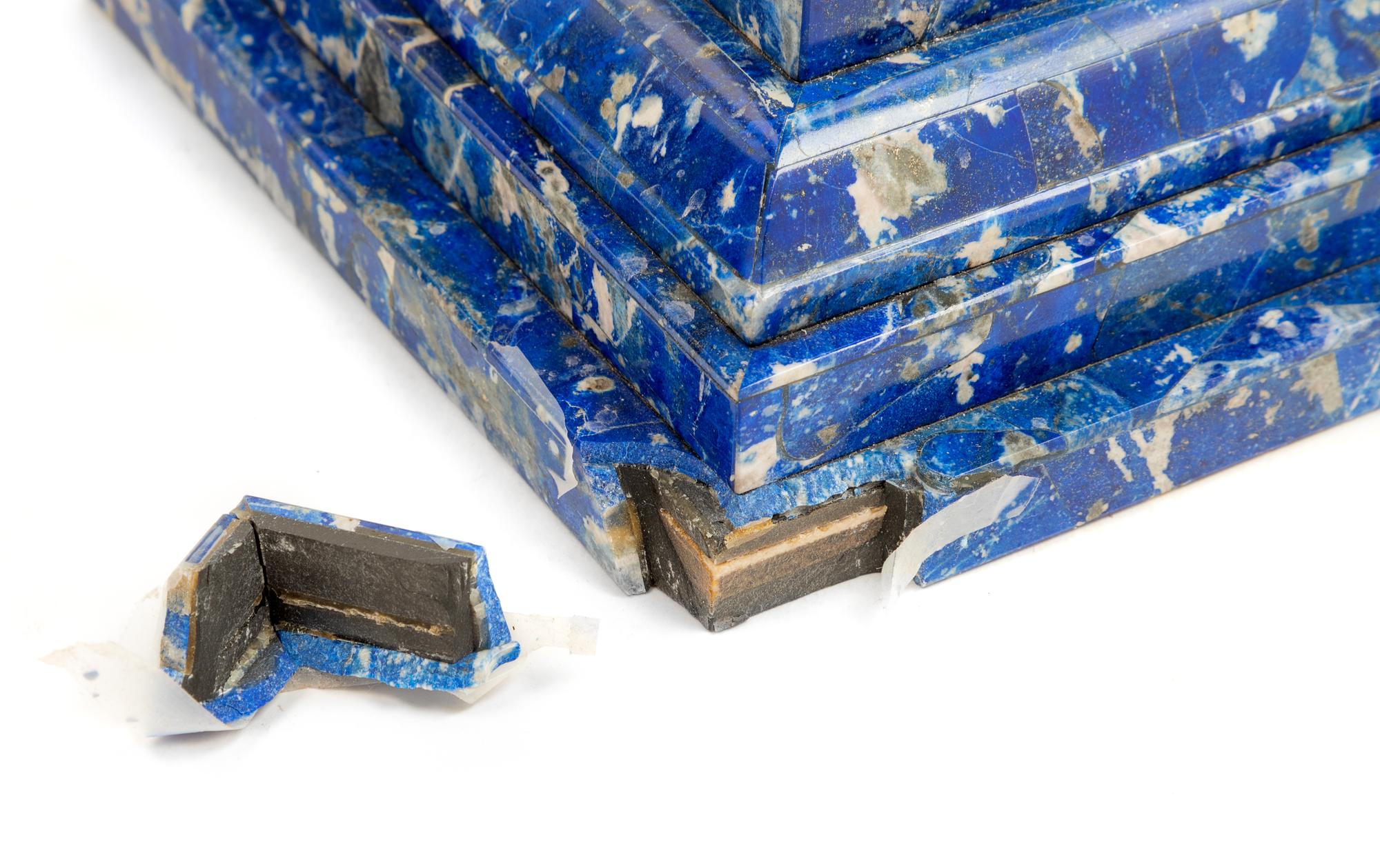 A Pair of Lapis Lazuli Obelisks Height 27 1/2 inches. — 20TH CENTURY