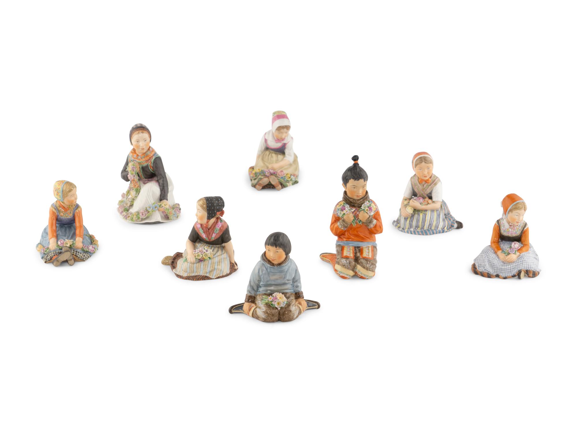 Eight Carl-Martin Hansen Royal Copenhagen Porcelain Figures of Children