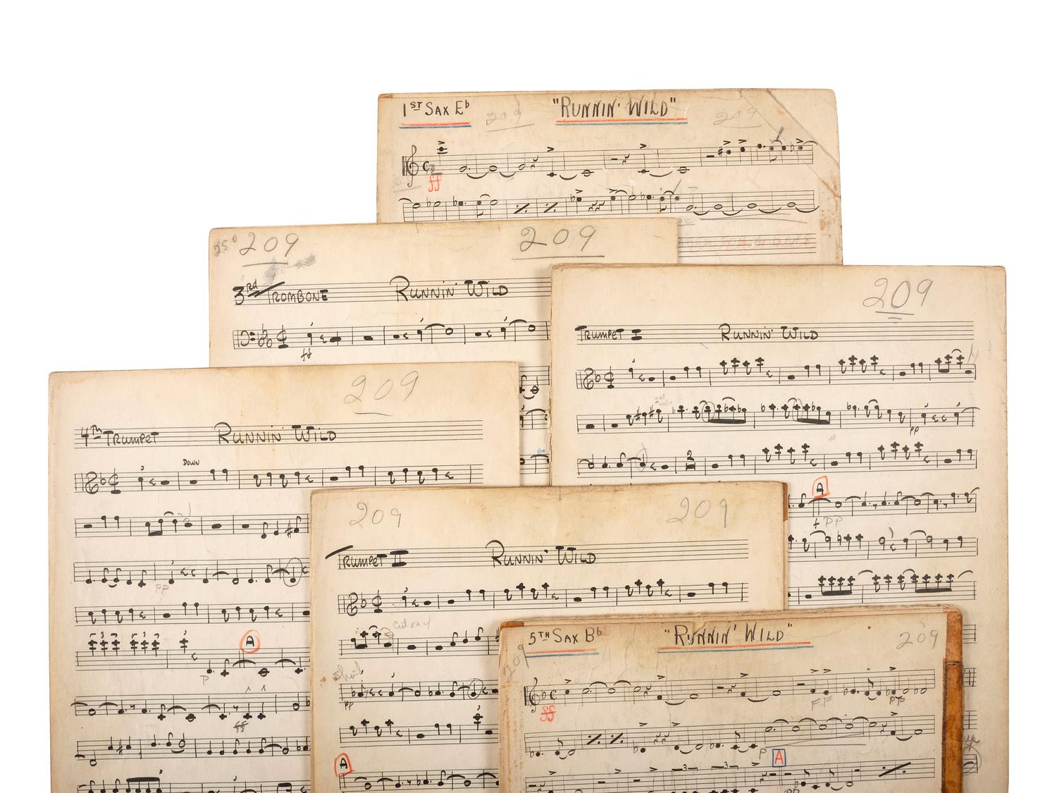 [WORLD WAR II] -- [MILLER, Glenn (1904-1944)]. World War II-era archive of manuscript scores and ephemera related to the Glenn Miller Army Air Force Band and associated musicians and orchestras.