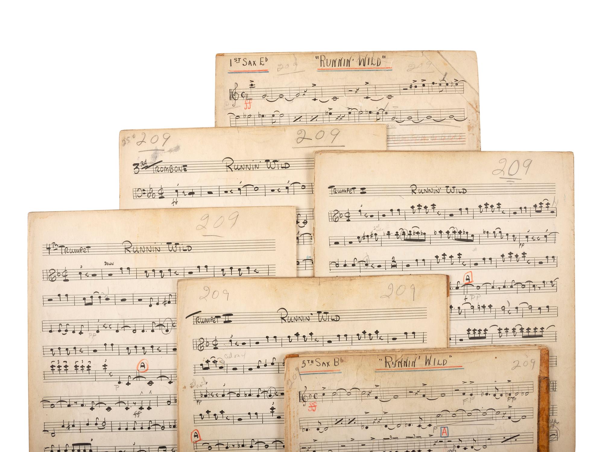 [WORLD WAR II] -- [MILLER, Glenn (1904-1944)]. World War II-era archive of manuscript scores and ephemera related to the Glenn Miller Army Air Force Band and associated musicians and orchestras.