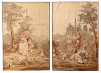 A Pair of Aubusson Wool Tapestries