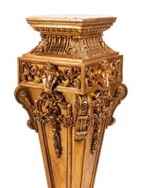 A Pair of Régence Style Giltwood Marble-Top Pedestals
