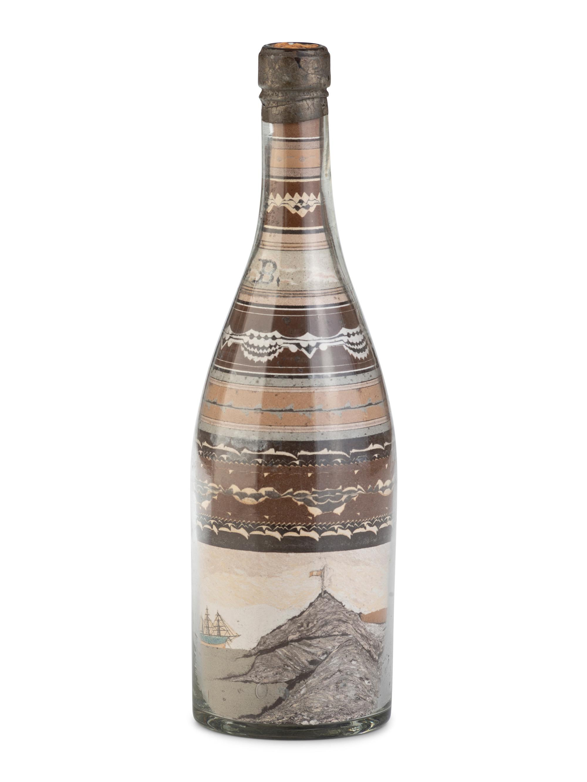 A French Sand Art Seascape Bottle