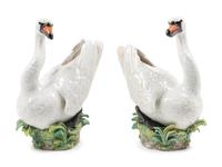 A Pair of Meissen Porcelain Swan Figures