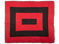 An Amish Red and Black Pieced Cotton Quilt