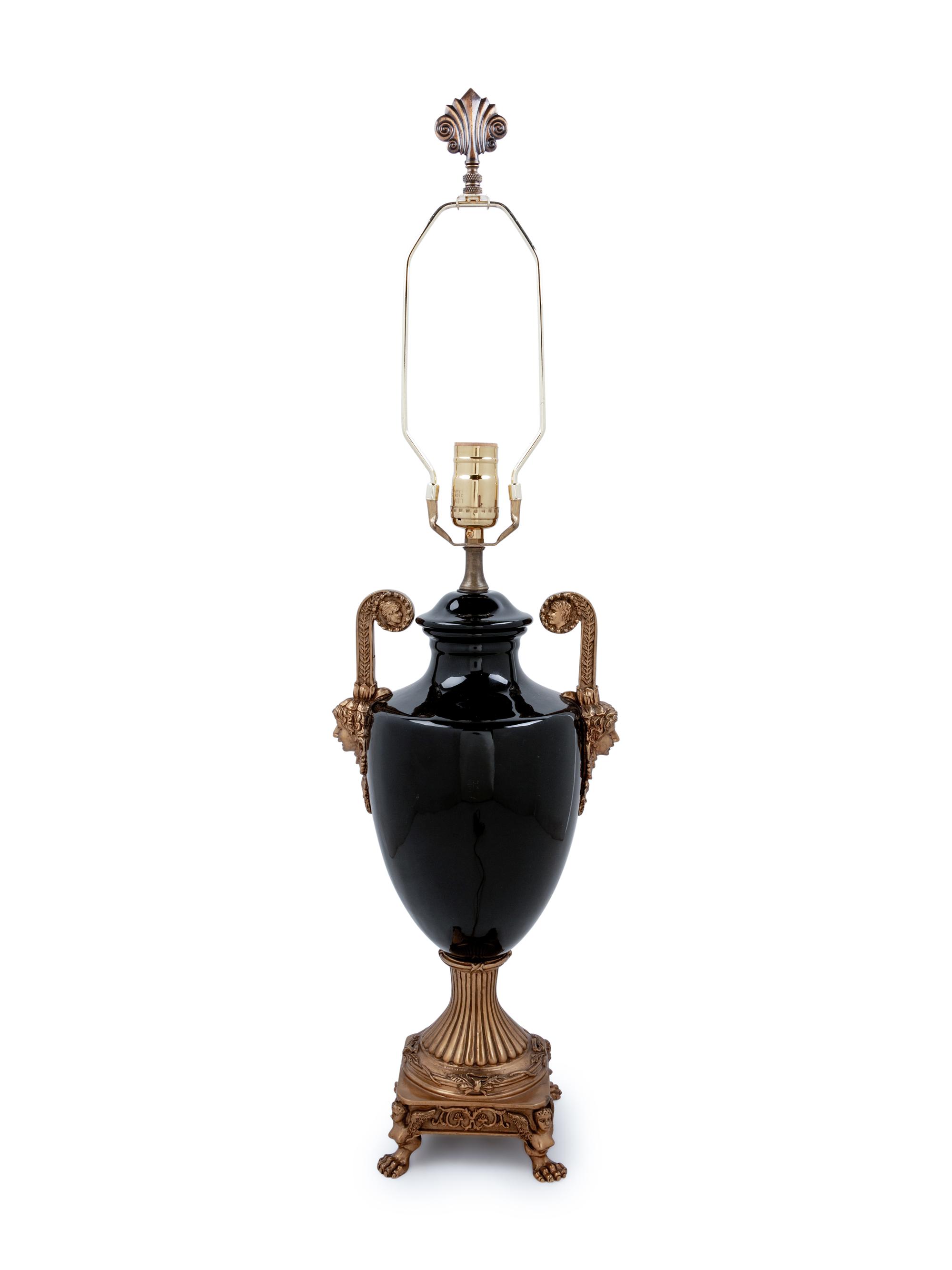 A Gilt Metal Mounted Urn-Form Table Lamp