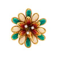 POLYCHROME ENAMEL AND DIAMOND FLOWER PENDANT/BROOCH