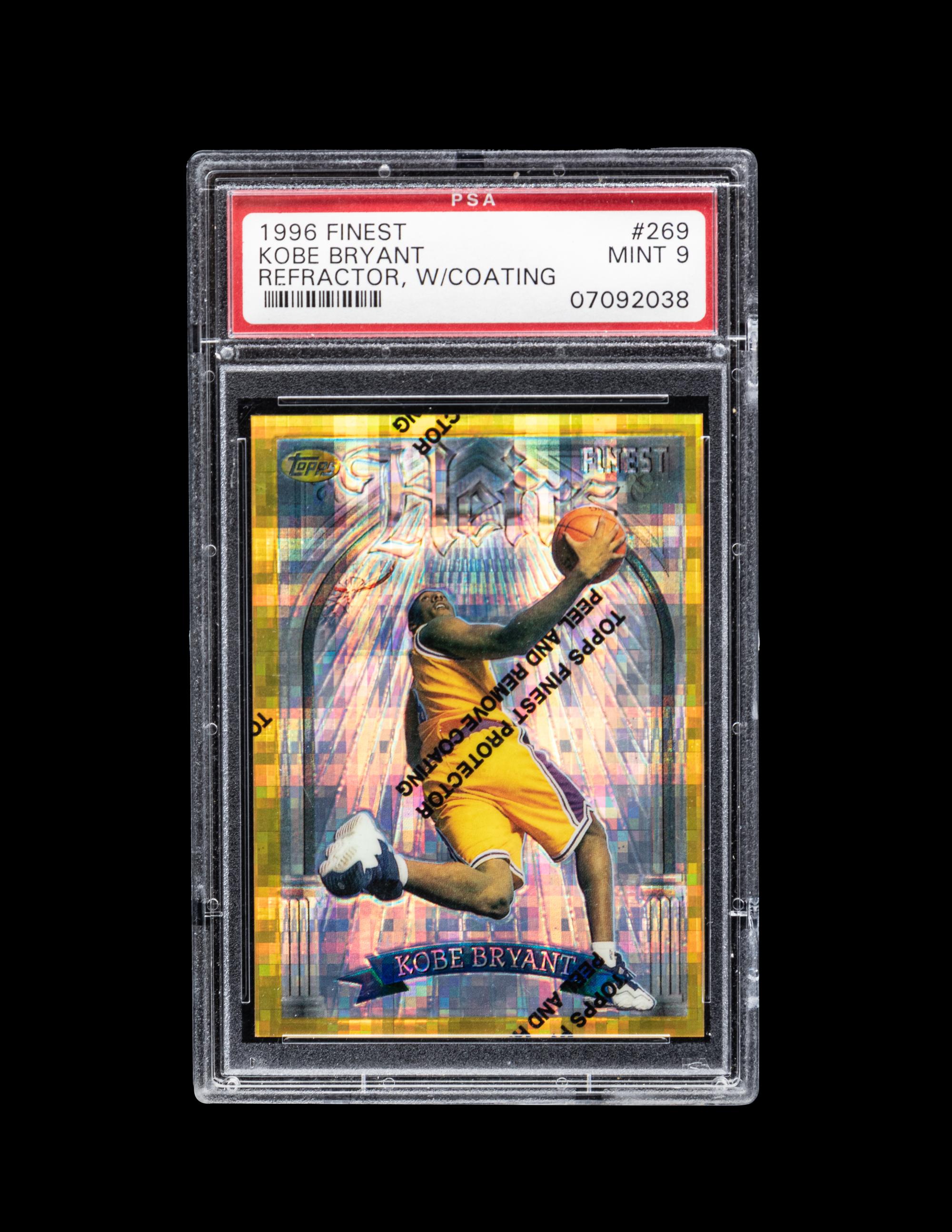 A 1996-97 Topps Finest Refractor With Coating Kobe Bryant Rookie Basketball Card No. 269 (PSA 9 MINT)