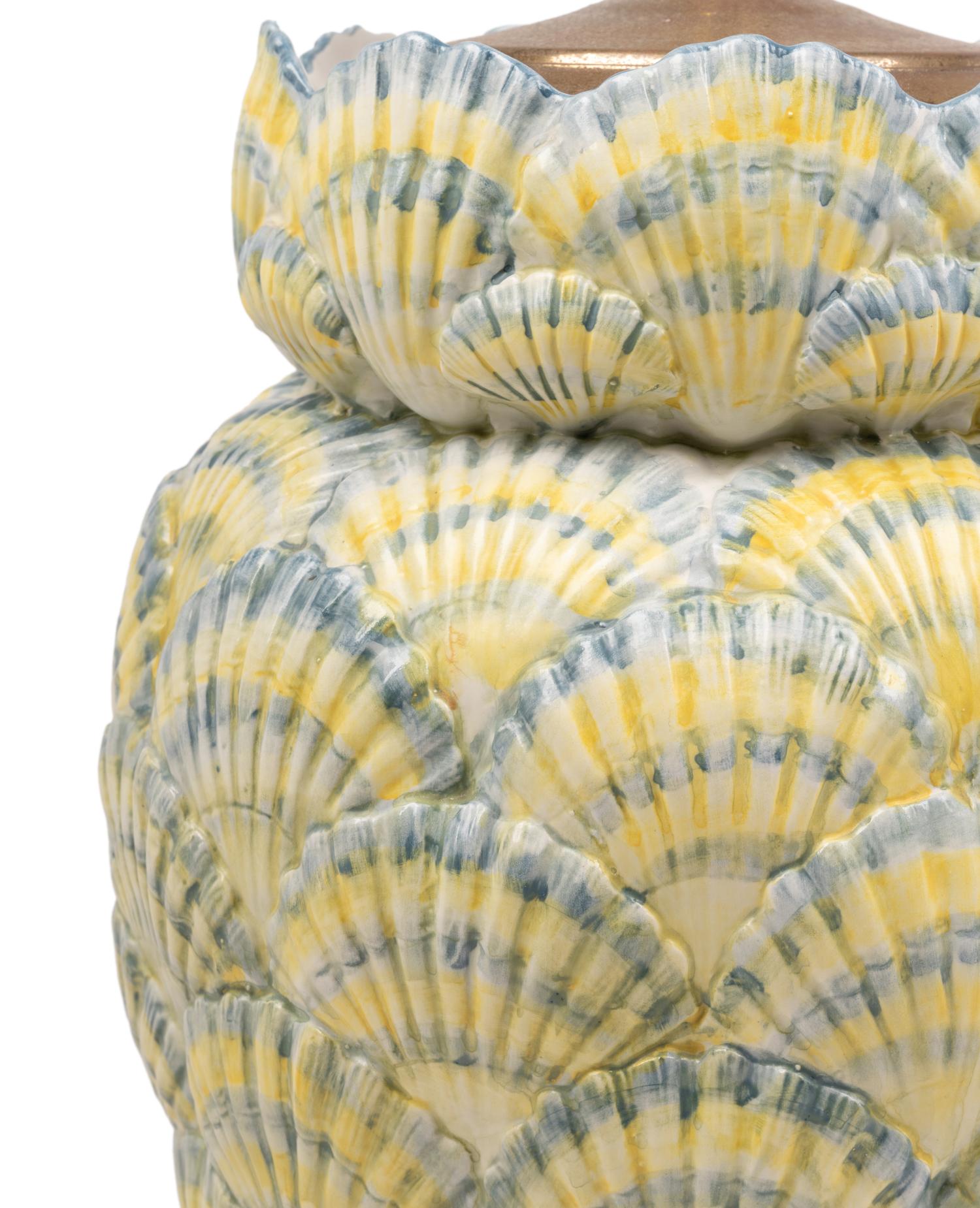 A Mottahedeh Porcelain Shell Lamp
