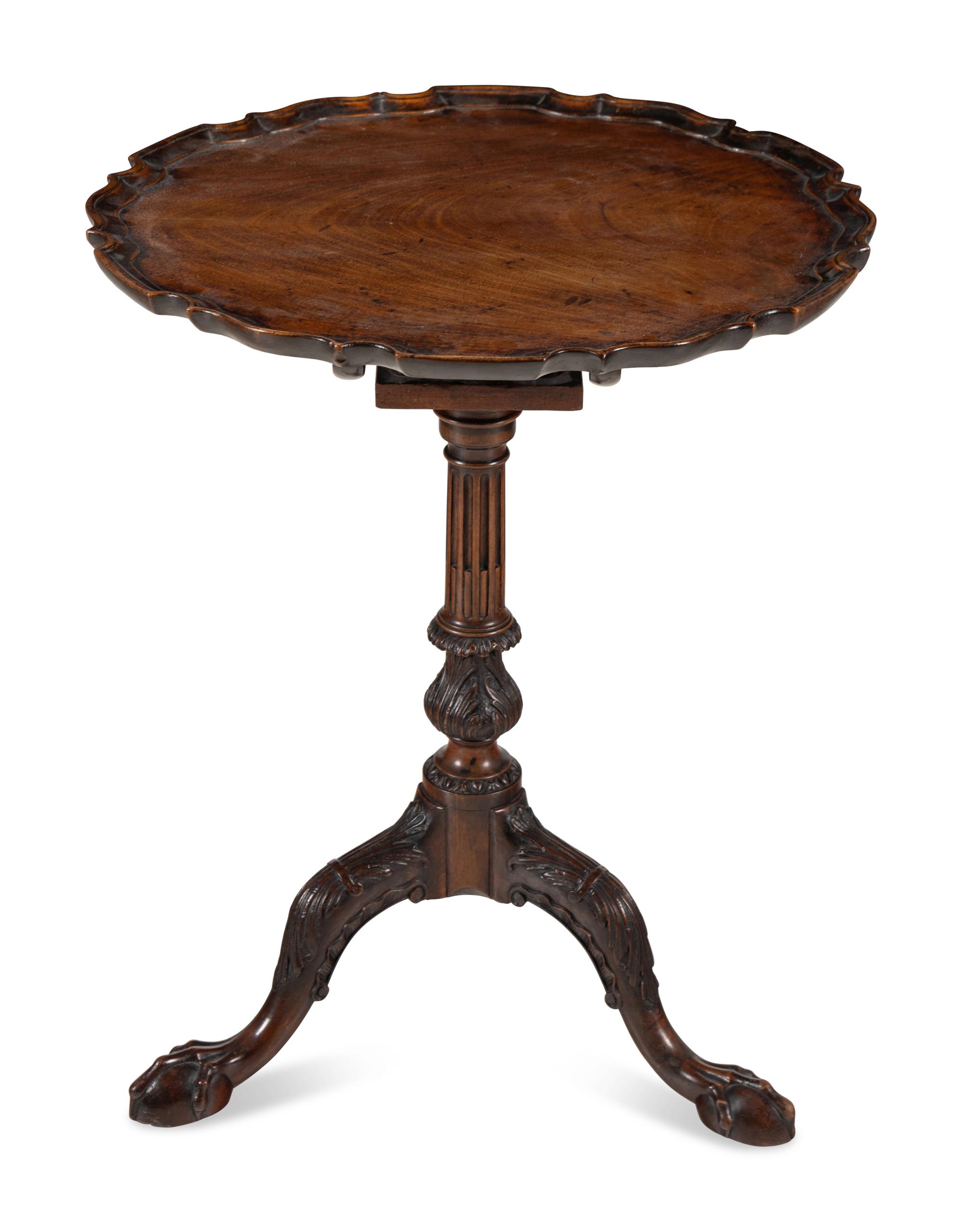 A George III Carved Mahogany Tilt-Top Tea Table