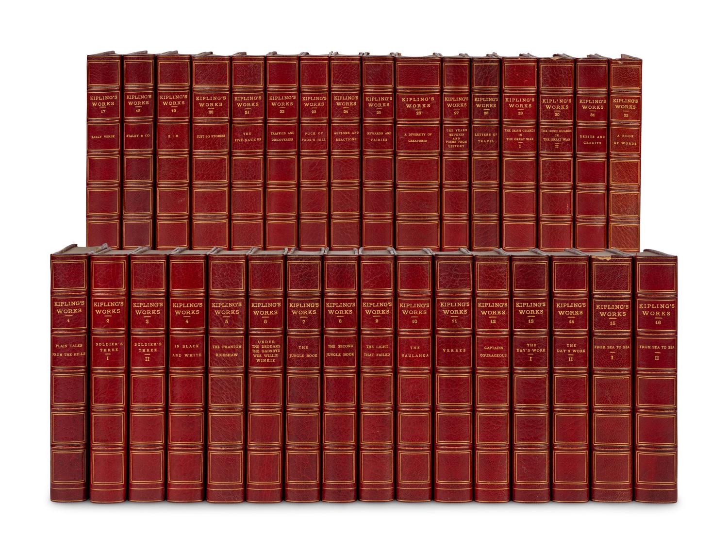 [BINDINGS]. A group of approximately 87 volumes, most in contemporary leather bindings, including works related to British history and literature, comprising: