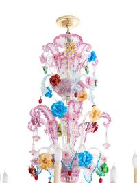 A Murano Colored Glass Twelve-Light Chandelier
