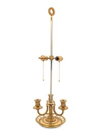 An Empire Style Brass Bouillotte Lamp with a Tôle Shade