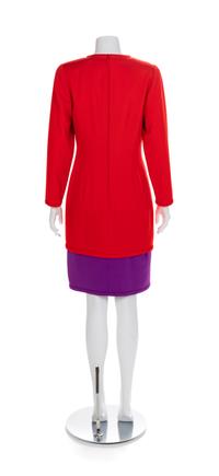 Valentino Red and Purple Wool Dress, 2000s