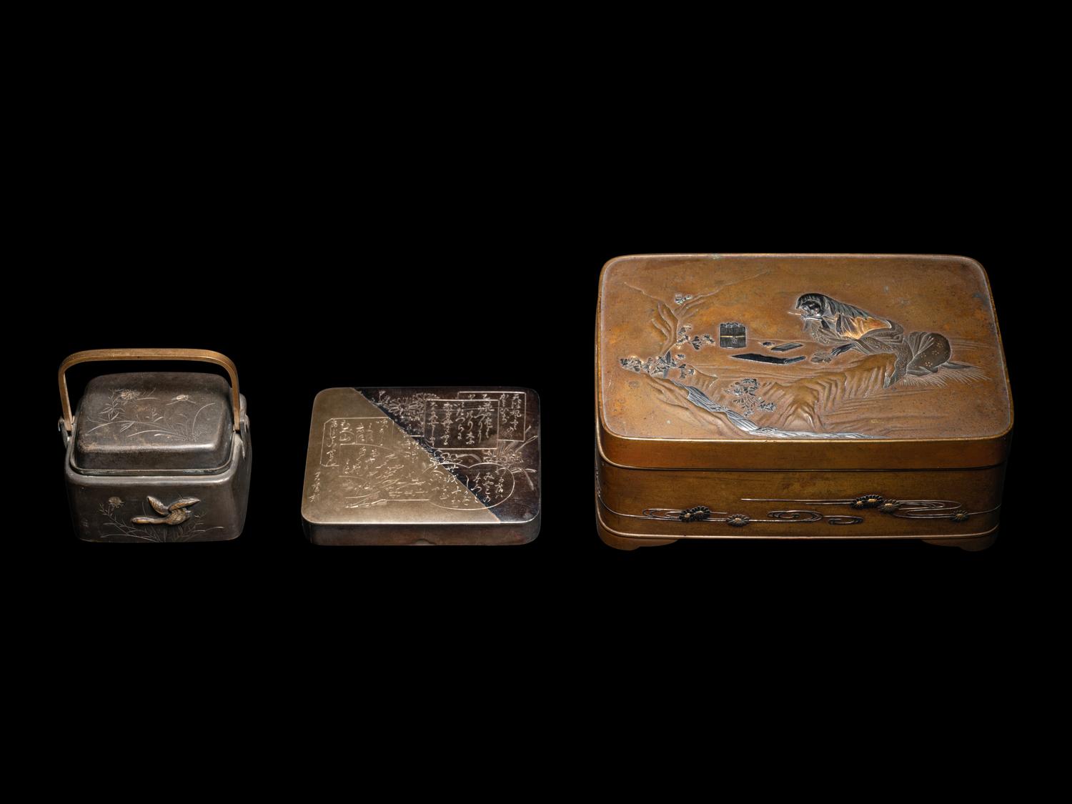 Three Japanese Mixed Metal Articles