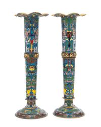 A Pair of Chinese Cloisonne Enamel Vases