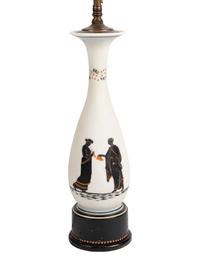 A French Painted Glass Vase Mounted as a Lamp