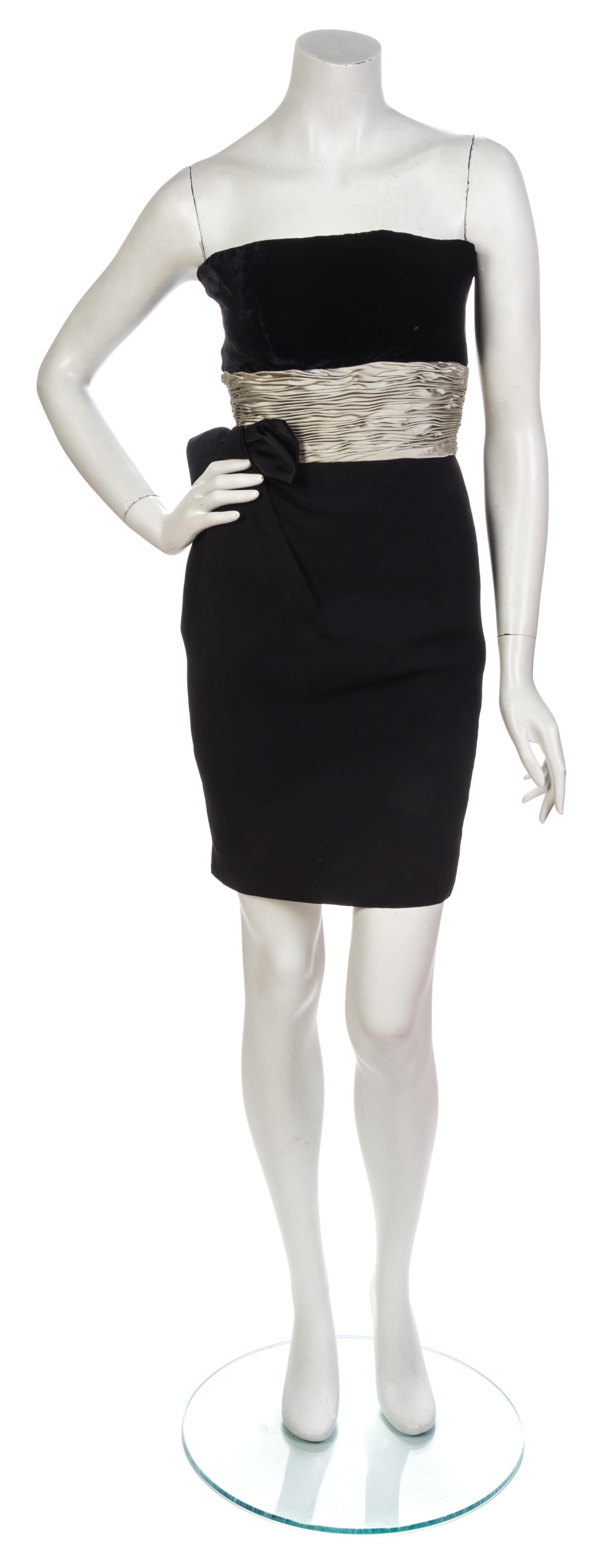 A Valentino Black Crepe Strapless Cocktail Dress,