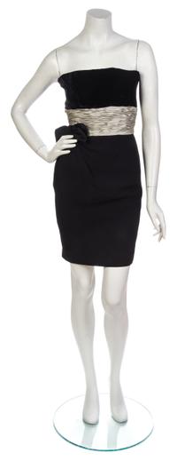 A Valentino Black Crepe Strapless Cocktail Dress,