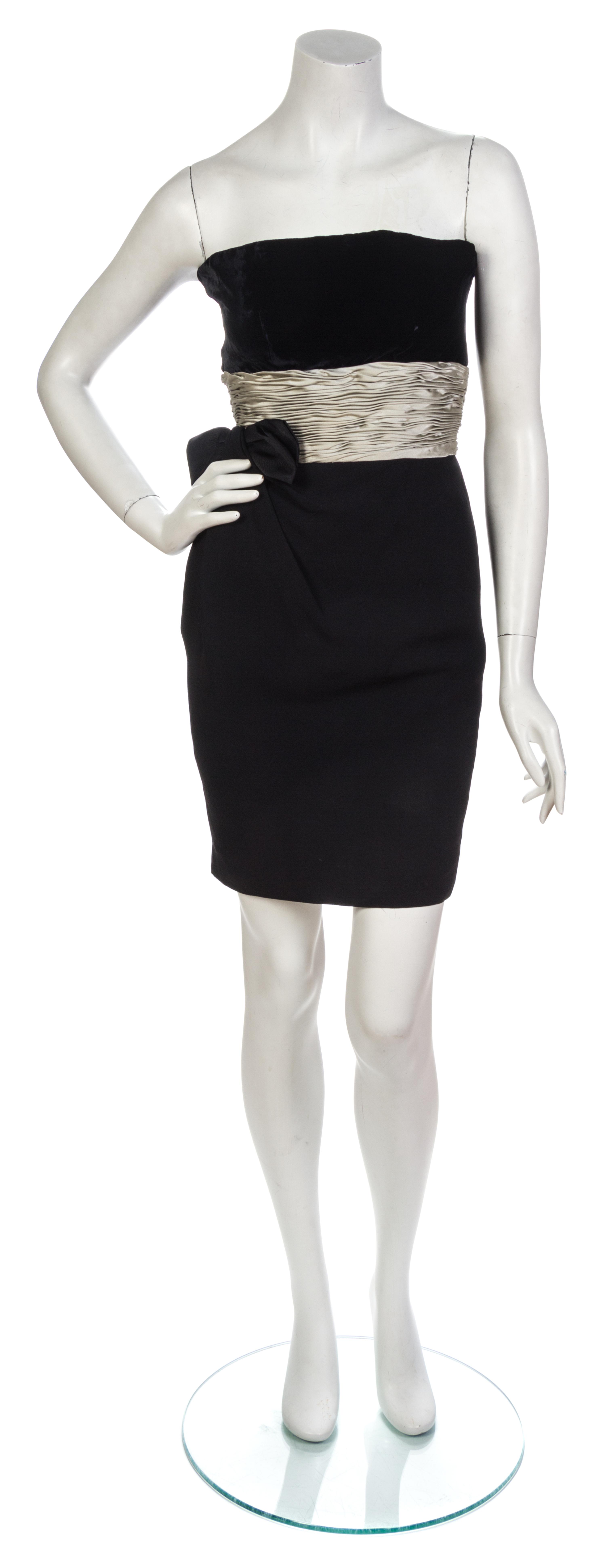 A Valentino Black Crepe Strapless Cocktail Dress,