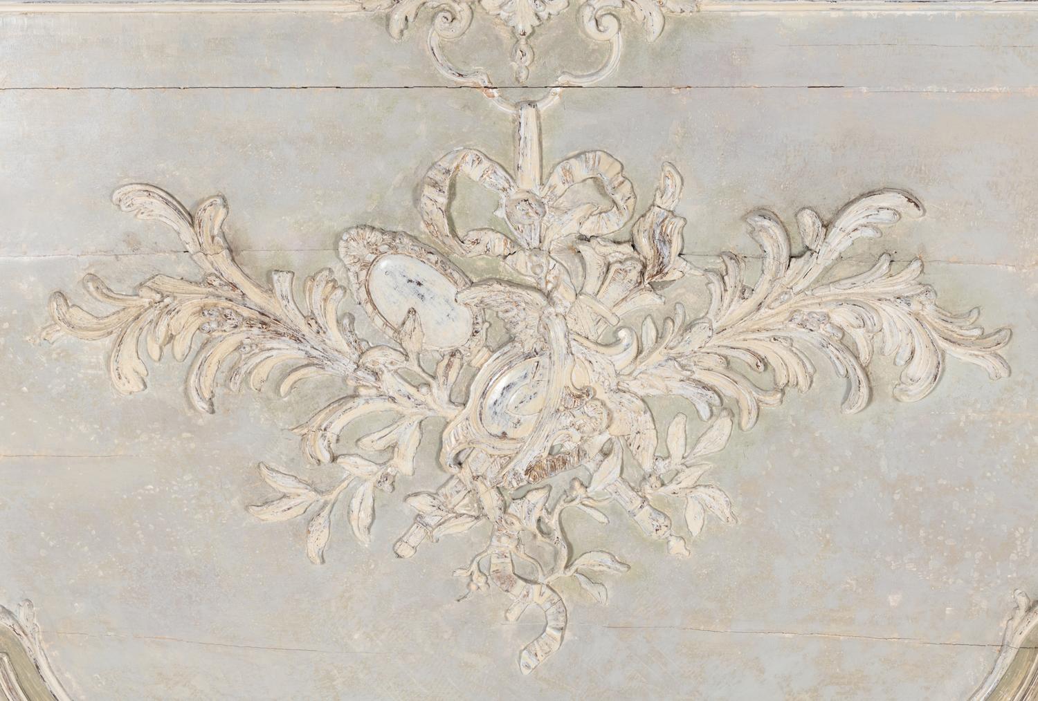 Two French Carved and Painted Pine Overdoor Panels