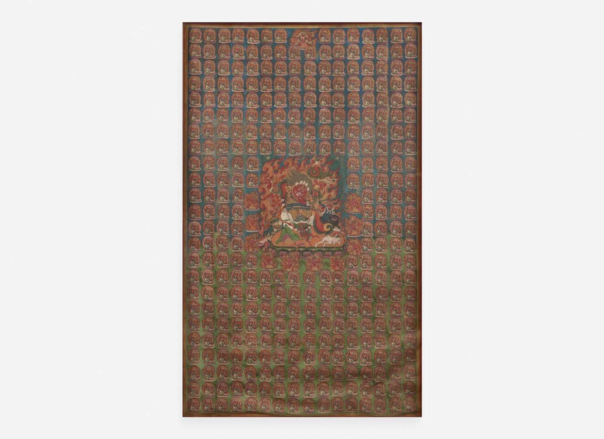 An unusual pair of Tibetan or Mongolian thankas depicting Begtse Chen, 19th century or later 藏傳或蒙古唐卡一對 十九世紀或更晚