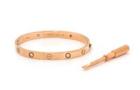 CARTIER, ROSE GOLD AND DIAMOND 'LOVE' BRACELET