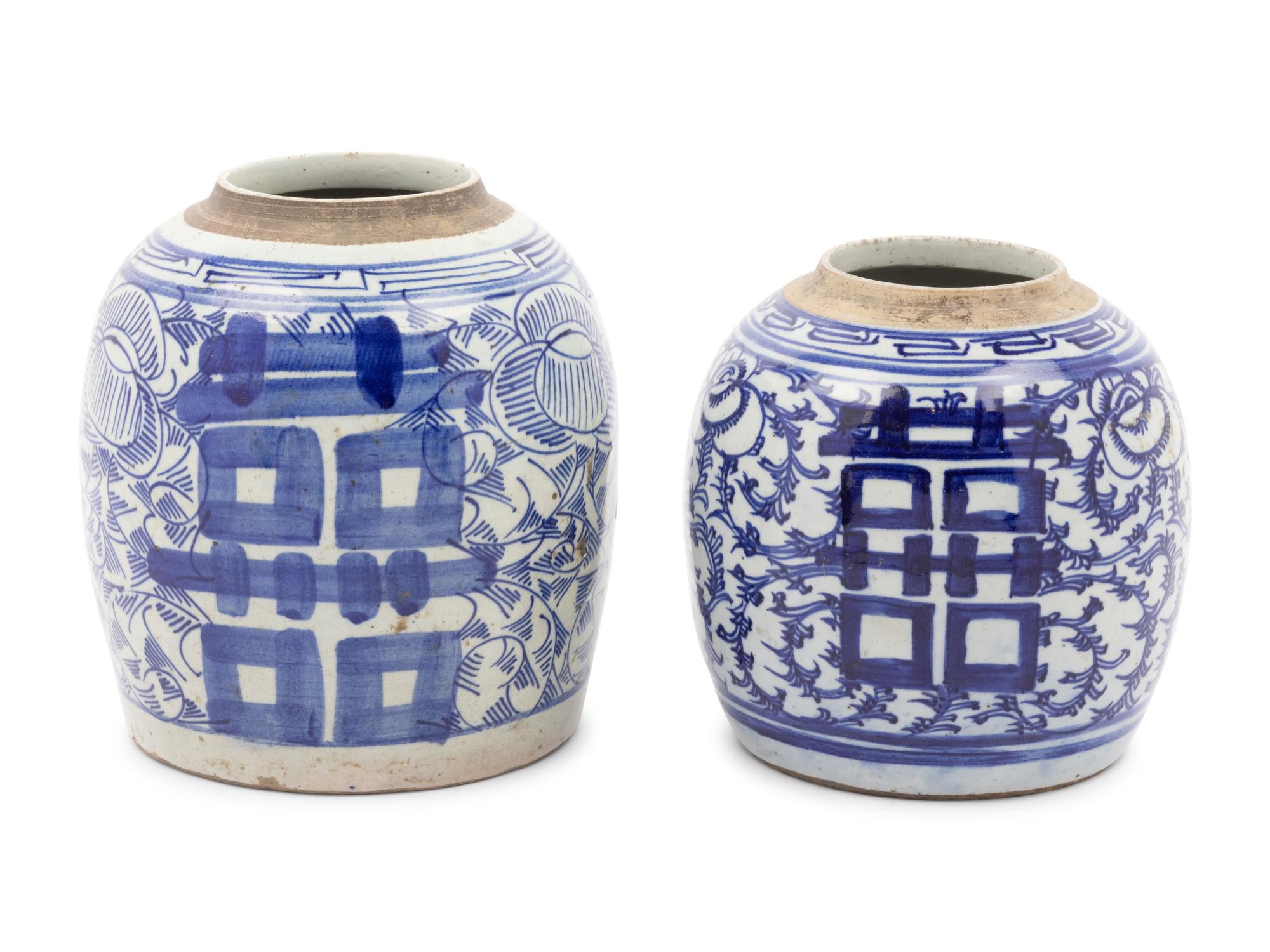 Two Chinese Blue and White Porcelain Ginger Jars