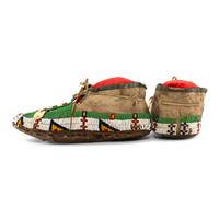 Sioux Beaded Hide Moccasins, with Horse Tracks