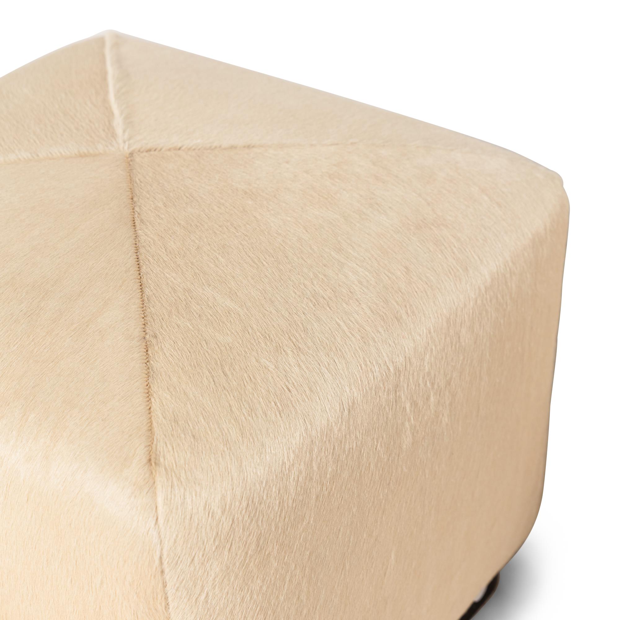 A Pair of Contemporary Haircalf Upholstered Stools