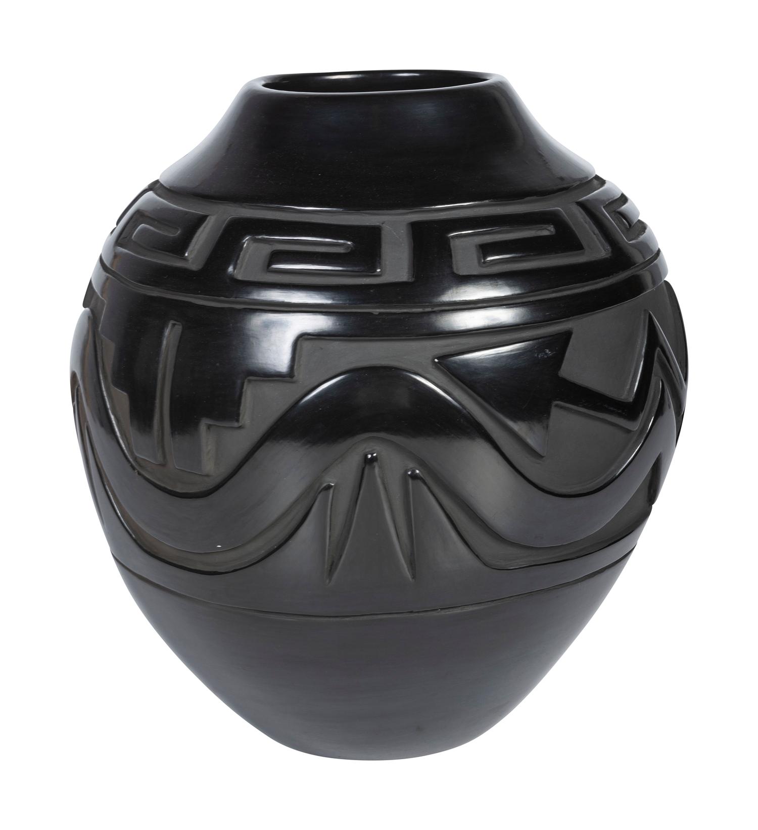 Award Winning Carved Blackware Pottery Jar