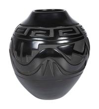 Award Winning Carved Blackware Pottery Jar