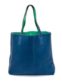 An Hermes Bleu Thalassa/Menthe 45cm Taurillon Clemence Double Sens Tote, 17.5" x 15.5" x 5".