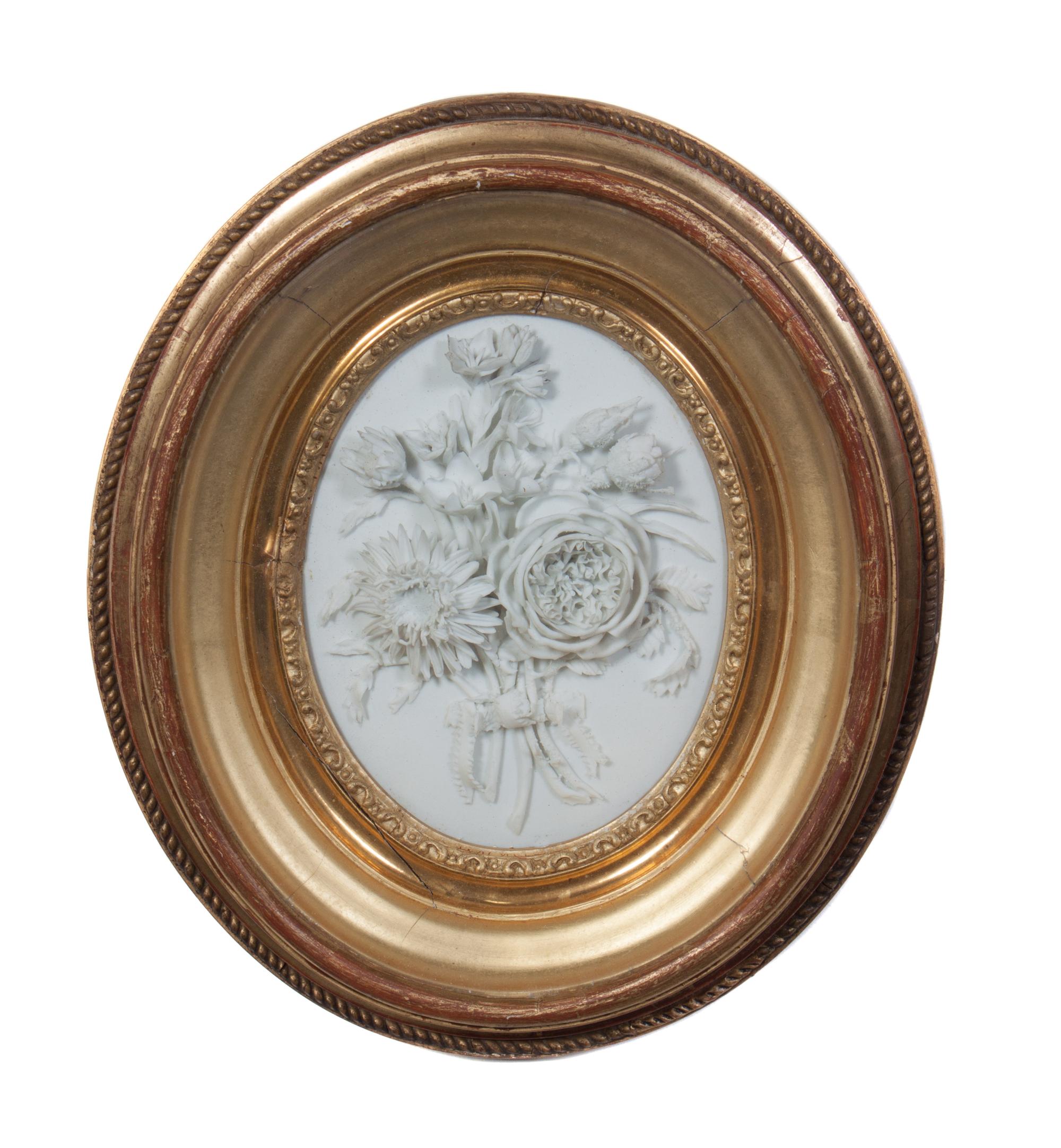 Two Sevres Bisque Porcelain Plaques Height overall 9 3/4 x width 8 3/4 inches.